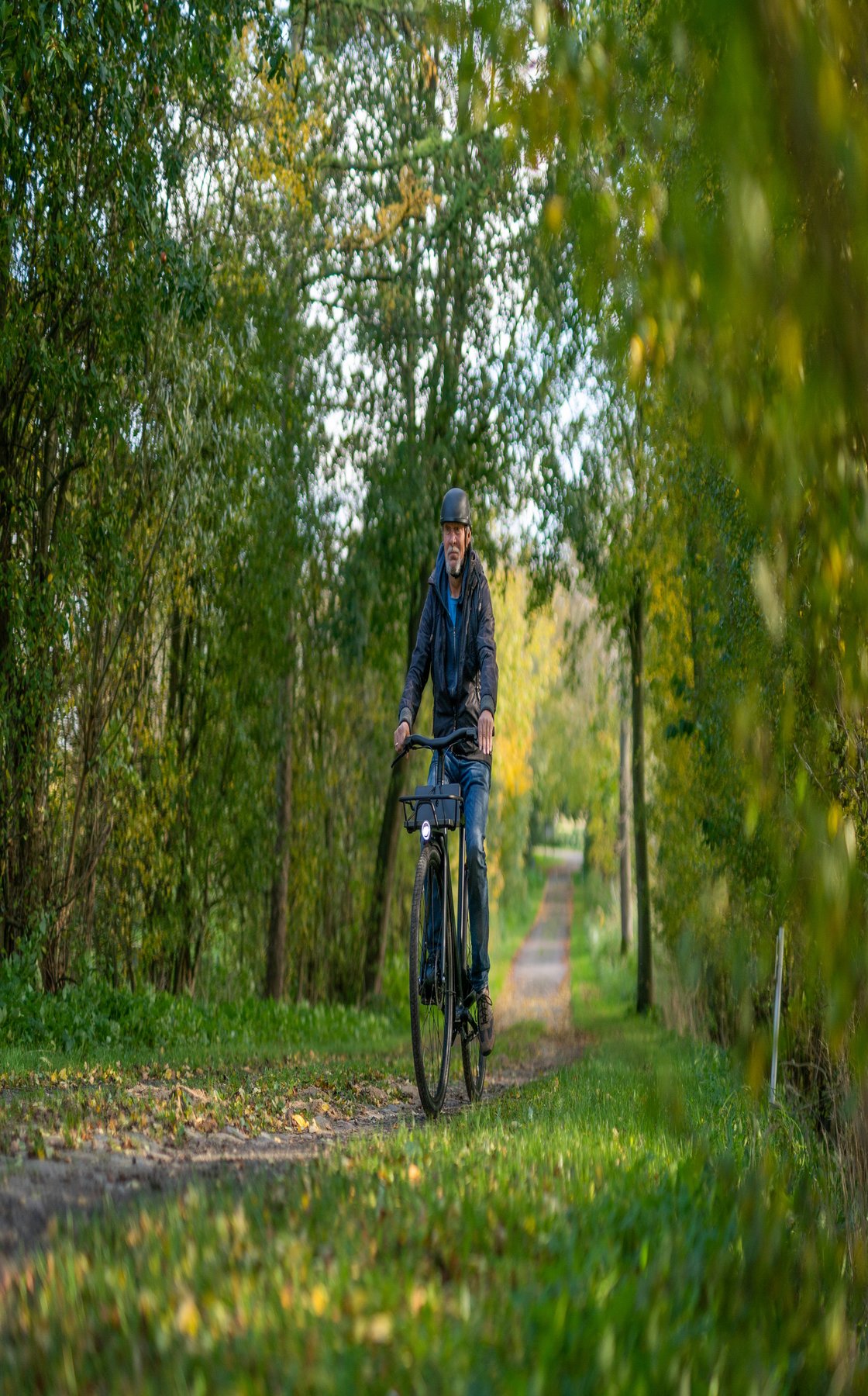 Radfahrer durch den Wald in der Eider Treene Sorge Region