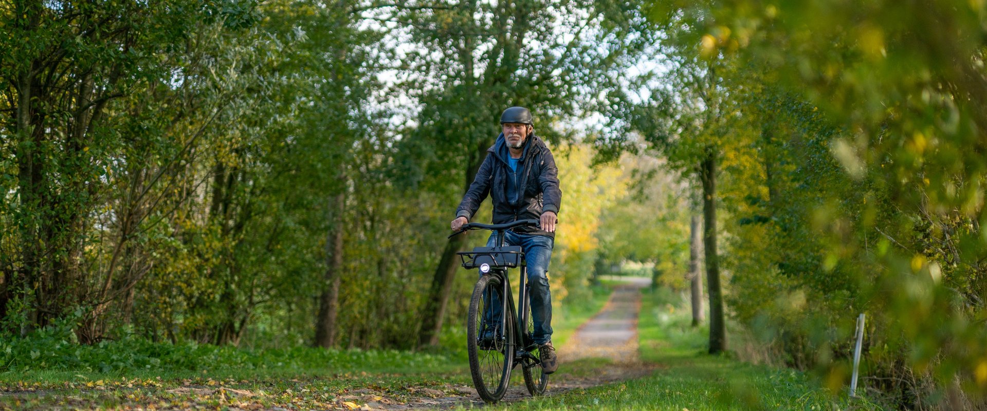 Radfahrer durch den Wald in der Eider Treene Sorge Region